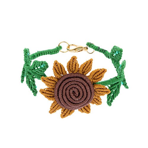 bracciale a macrame girasole