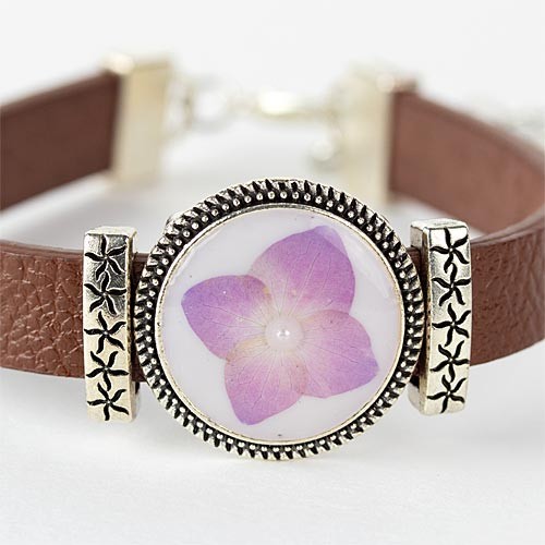 bracciale in resina ortensia cabochon