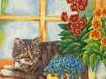 scatola decorata fiori e fusa dettaglio coperchio